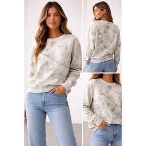 Madewell Tie Dye Sweatshirt Women’s Small Green Cream Crewneck Pullover